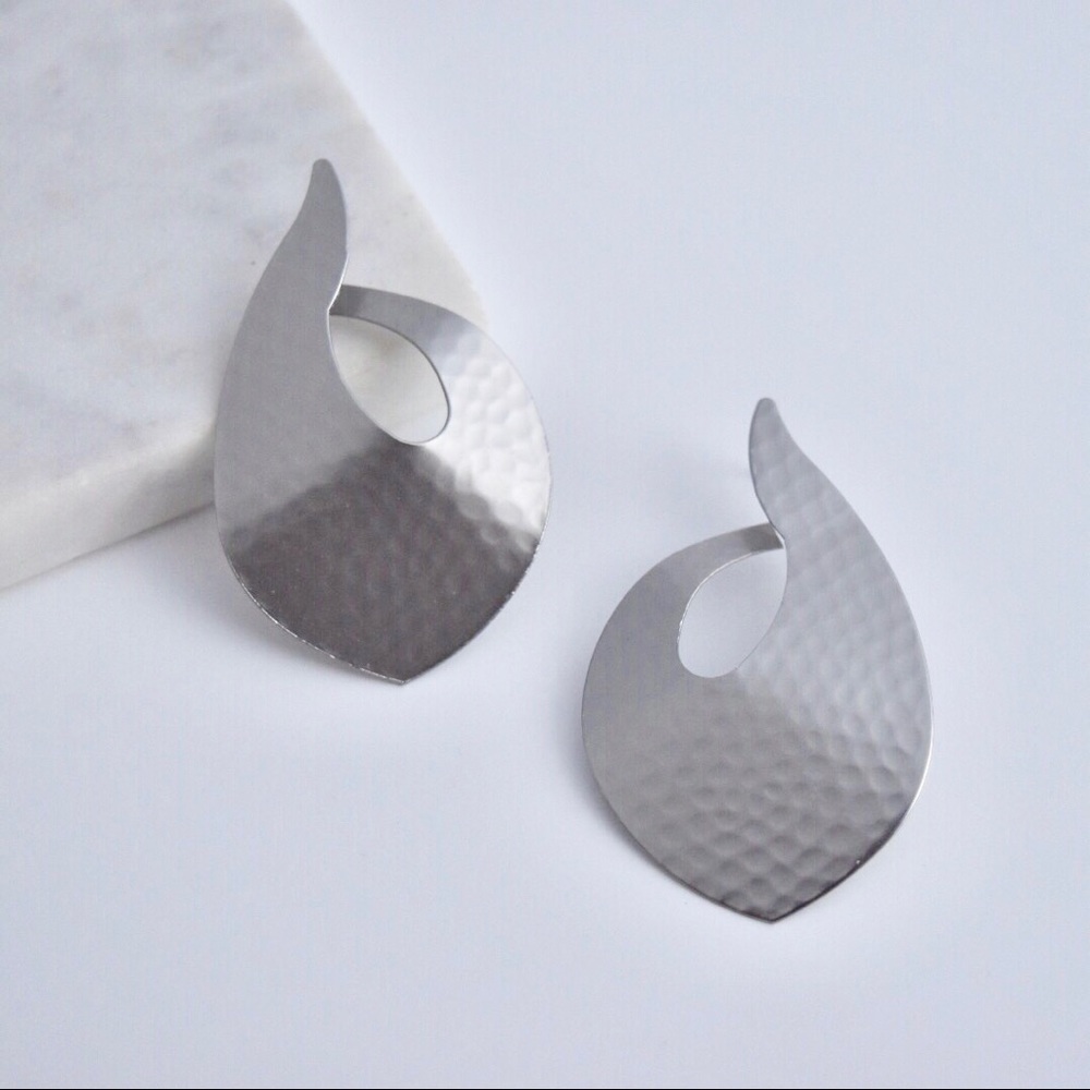 Geometric Silver Statement Earrings